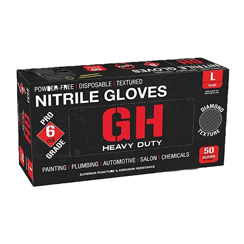 Diamond Grip Texture Black Nitrile Disposable Gloves